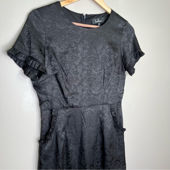 Lulus Rose Were the Days Black Jacquard Dress Size Medium - Picture 3 of 10